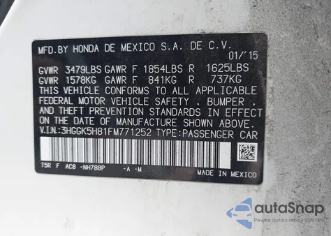 2015 Honda Fit Ex/Ex-L z USA, uszkodzony, nr VIN 3HGGK5H81FM771252